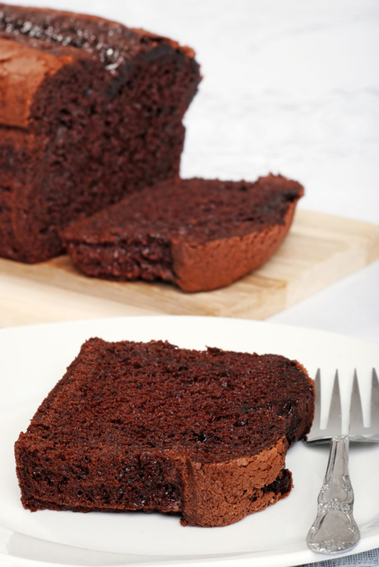 Belgium chocolate cake loaf slice